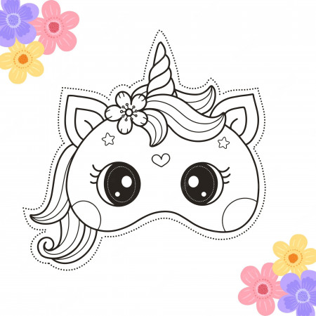 Premium Vector | Coloring page of diy unicorn crafts masks for kids  printable template