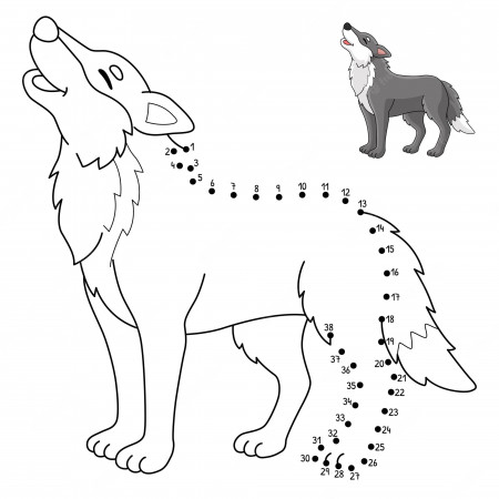 Premium Vector | Dot to dot wolf isolated coloring page