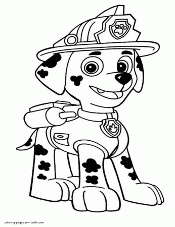 Paw Patrol coloring pages for kids. Puppy Marshall || COLORING-PAGES -PRINTABLE.COM
