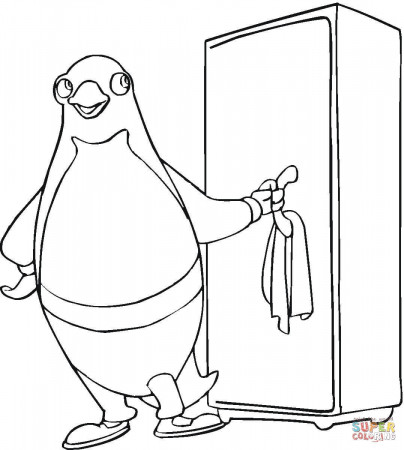 Pinguin Opens the Fridge coloring page | Free Printable Coloring Pages