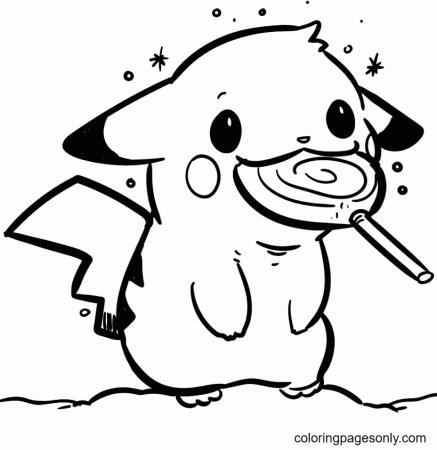 Pikachu with Lollipop Coloring Pages - Pikachu Coloring Pages - Coloring  Pages For Kids And Adults