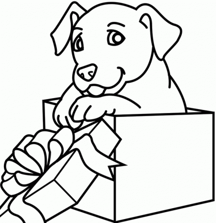Christmas Wrapping The Content Of Dog Coloring Pages Coloring ...