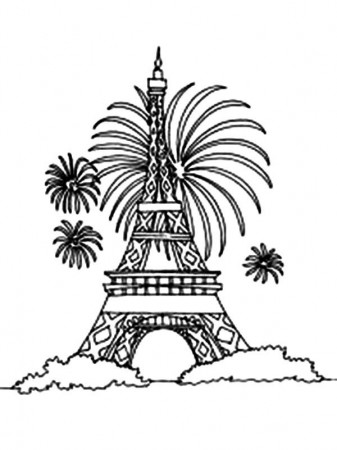 Eiffel Tower and Firework Coloring Page - Download & Print Online ...