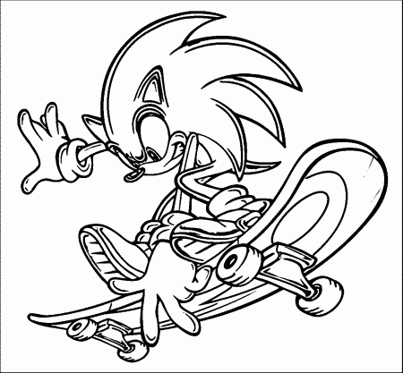 Sonic Skateboarding Coloring Page - Free Printable Coloring Pages for Kids
