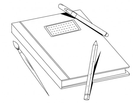 Online coloring pages Coloring page Notebook and pencils school supplies,  Coloring Books for children.
