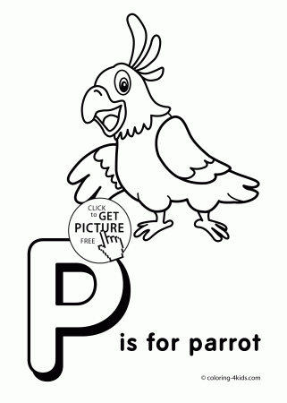 Letter P coloring pages of alphabet (P letter words) for kids, printable |  Alphabet coloring pages | coloing-4kids.com