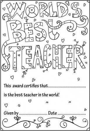 World's Best Teacher Diploma Coloring Page - Free Printable Coloring Pages  for Kids