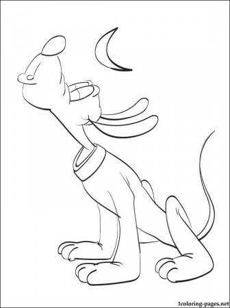 Howling dog Pluto coloring page | Coloring pages