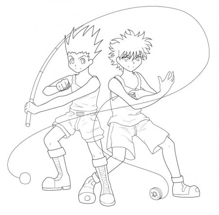 Gon and Killua Hunter x Hunter 1 Coloring Page - Free Printable Coloring  Pages for Kids