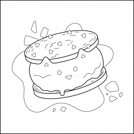 Premium Vector | Cat shaped ice cream sandwich with chocolate chips. coloring  page.
