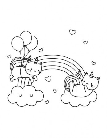 Unicorn Cat Rainbow Coloring Page - Free Printable Coloring Pages for Kids
