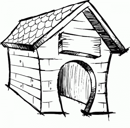 Sketching Dog House Coloring Page