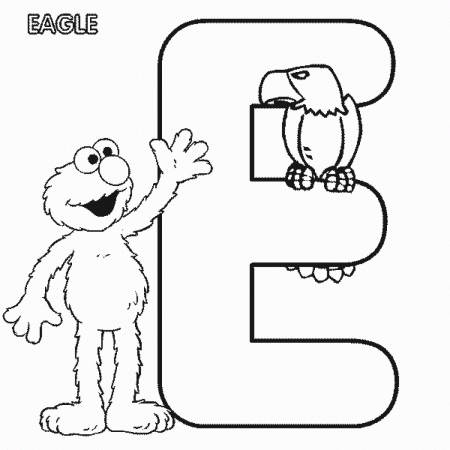 Eagle - Letter E - Elmo Alphabet Coloring Page