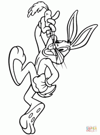 Bugs Bunny with Carrot coloring page | Free Printable Coloring Pages