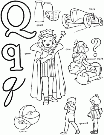 Letter Q- Abc Coloring Book Page
