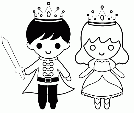 Little Boy Girl As Prince And Princess Coloring Page | Wecoloringpage