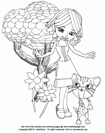 Girl and Kitty Cat - Free Coloring Pages for Kids - Printable Colouring  Sheets