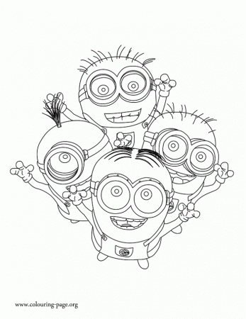 Minions - Dave, Kevin, Jerry and Phil coloring page