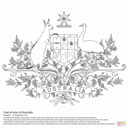 Australian Coat of Arms coloring page | Free Printable Coloring Pages