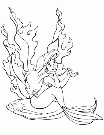 Pretty Little Mermaid Ariel Coloring Page | HM Coloring Pages