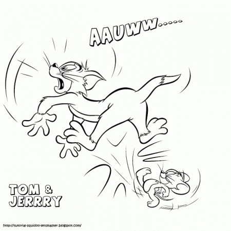 Printable Coloring Pages for Kids : Jerry kick tom coloring page