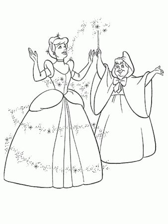 Back Print cinderella Colouring Pages