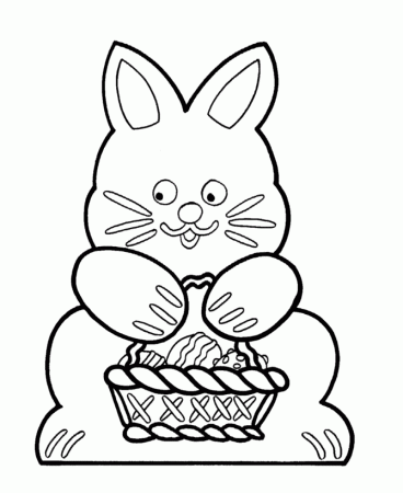 Easter Basket Coloring Pages - Cutout Easter Bunny and Basket 