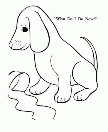 Pet Dog Coloring Pages | Puppy spilled his bowl Pet Coloring Pages 
