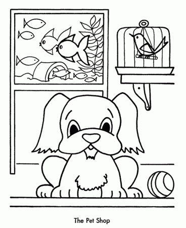 Christmas Shopping Coloring Pages - Kids Christmas Pet Store 