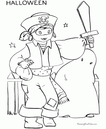 Fun Halloween costume coloring pages - Pirate 002