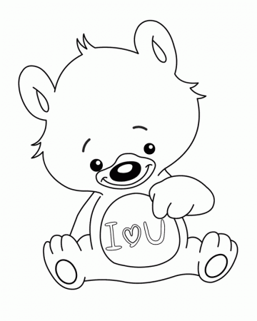 I Love You bear - Free Printable Coloring Pages