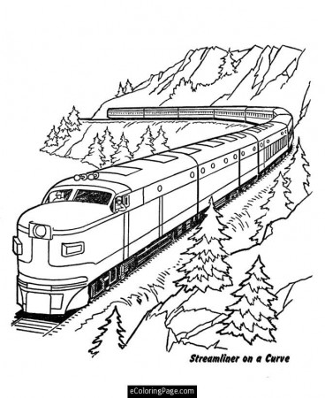 Mountains and Train Coloring Pages Printable | eColoringPage.com 