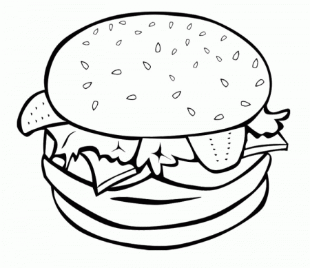 Junk Food Coloring Pages : Junk Food Burger Coloring Page Kids 