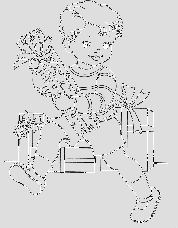 A Child Brings Christmas Gifts Coloring Pages - Christmas Coloring 