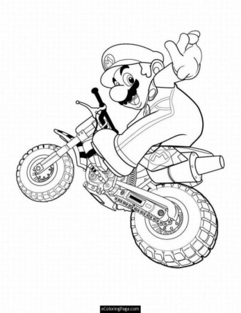 Mario Bros On Motorcycle Coloring Page Printable For Kids 