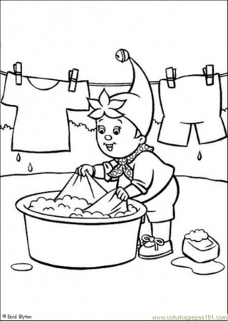 Coloring Pages Noddy Washes The Clothes (Cartoons > Noddy) - free 