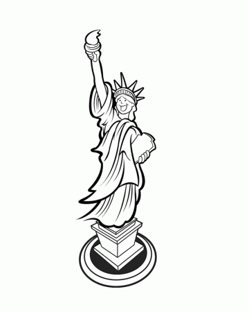 Happy Statue of Liberty - Free Printable Coloring Pages