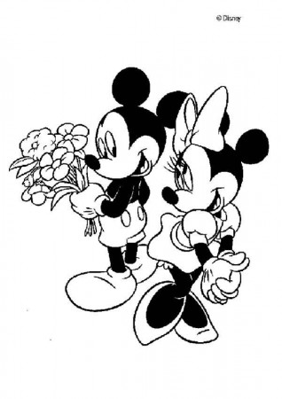 Micky Maus zum Ausmalen - Micky Maus und Minnie Maus verliebt