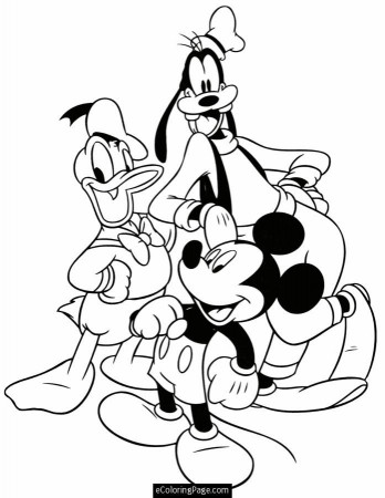 Mickey Mouse Goofy and Donald Duck Printable Coloring Pages 