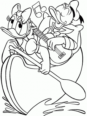 Donald Duck : Donald Ducuk Was Playing His Own Guitar Coloring For 