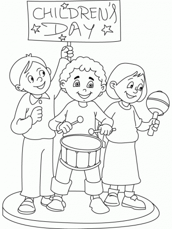 Band of Children Performing on Children's Day Coloring Pages 