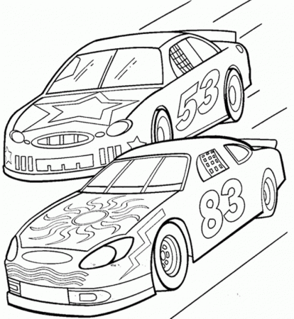 Two Car Track Racing Coloring Page - Race Car Car Coloring Pages 