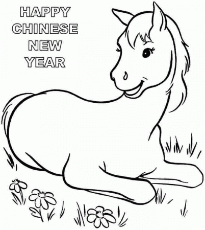 Wooden Horse Chinese New Year 2014 Colouring Pages Printable For 