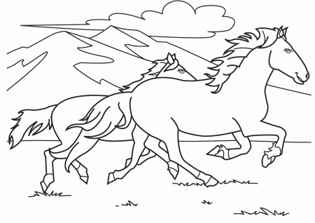 Horses Running Race Coloring Pages - Horse Coloring Pages : iKids 