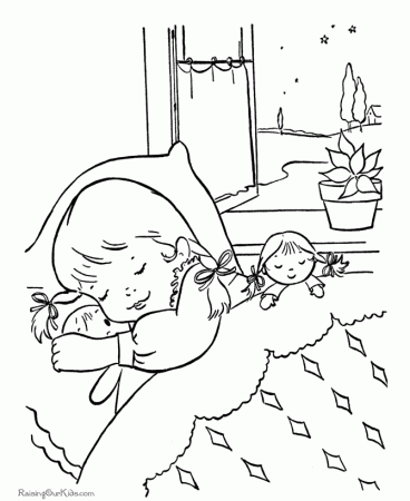 sleeping kids Colouring Pages