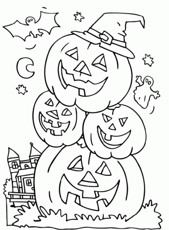 Head Pumpkin In Halloween Night Coloring Pages - Halloween 