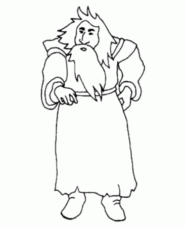 BlueBonkers - Medieval People Coloring Sheets - Wizard with beard 