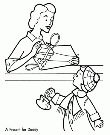 Christmas Shopping Coloring Pages - Present for Dad Christmas 