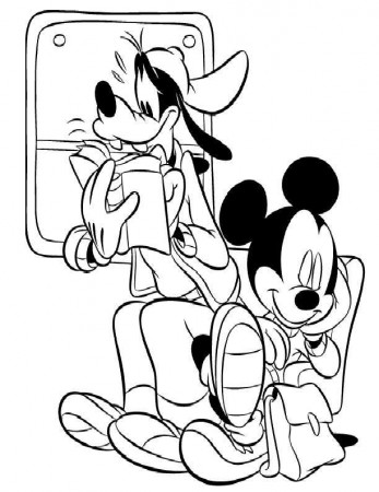 Cartoon Goofy And Mickey Mouse Coloring Picture