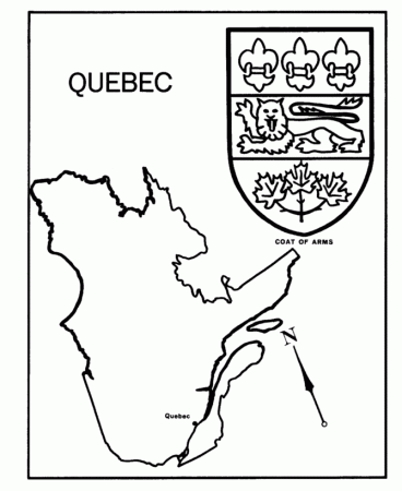 Canada Day - Quebec - Map / Coat of Arms Coloring Pages 